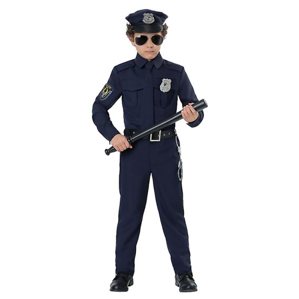 Purim Kid Polis Trafikpolis Dräkttjänsteman Kapten Rollspel Cosplay Festklänning Carnival Halloween Boy M