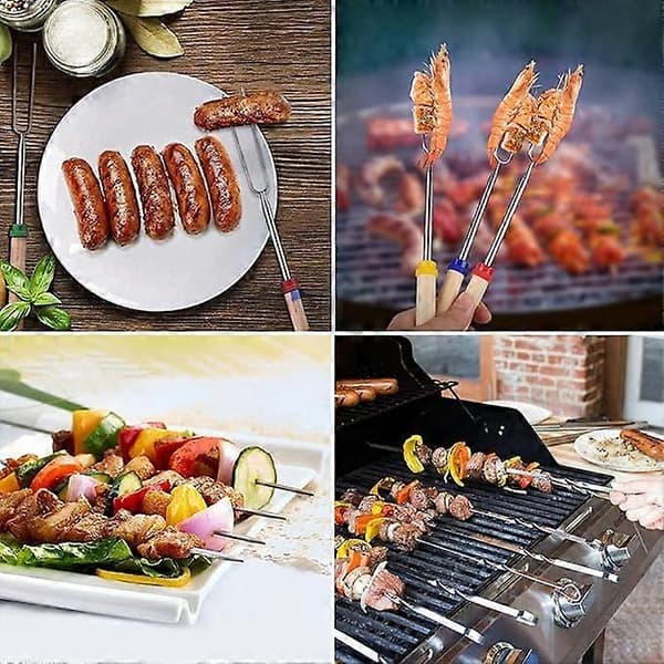 Sett med 8 grillspyd, rustfritt stål, flerfarget