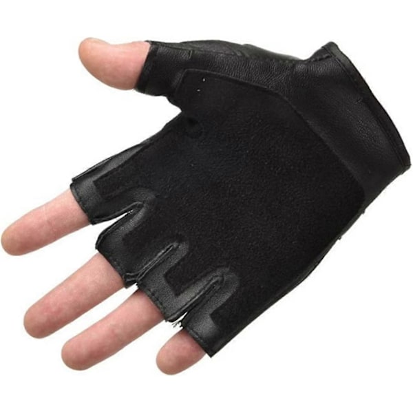 Læderfingerløse handsker til mænd Punk Studded Pu læder fingerløs H