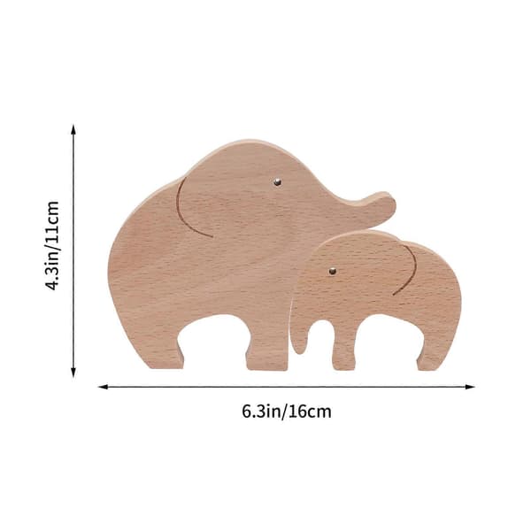 4 stk. Elefantform Skrivebordsdekorationer Træ Elefantfigur Bordplade Ornament