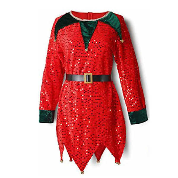 Jul Barn Flickor Santa Elf Cosplay Paljett Xmas Outfit Klänning Leggings Fest Fancy Dress Up Kostym Present Red 3-4 Years