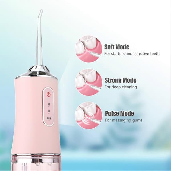 Bærbar Oral Irrigator Tann Vann Flosser USB Oppladbar 3 Moduser 4 Dyser