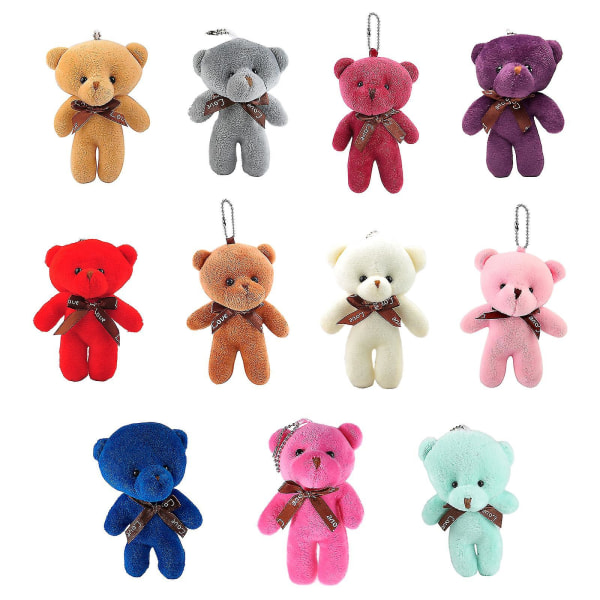 12 värillistä Teddy Bear avaimenperää Red