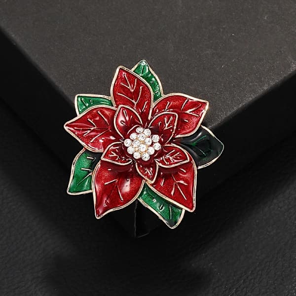 Rød julestjerne broche, julerød julestjerne blomsterbroche, velegnet til piger.