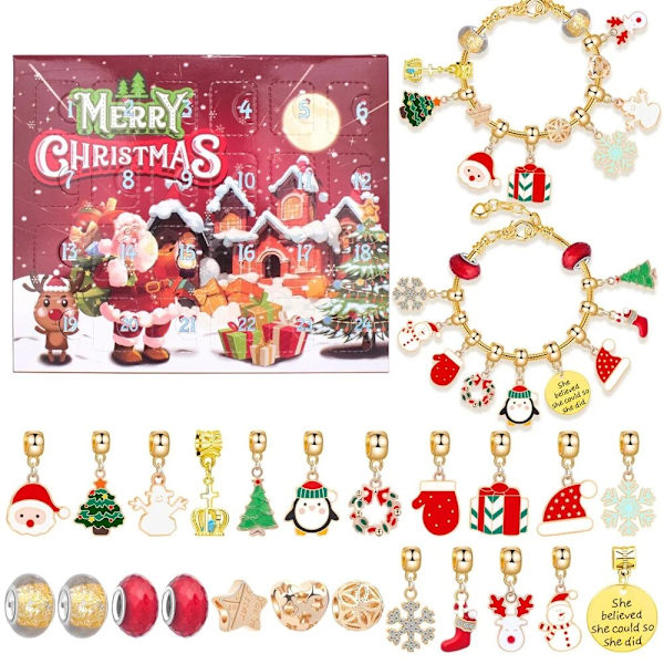 Mode Jul Adventskalender Xmas Blind Box Charm DIY Armband Making Set Handheld 24 Countdown Calendar DIY Smycken Present style 5