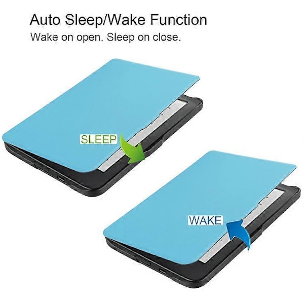 PU Läder Smart Magnetisk Flip Fodral Kompatibelt För Kobo Clara HD LightBlue