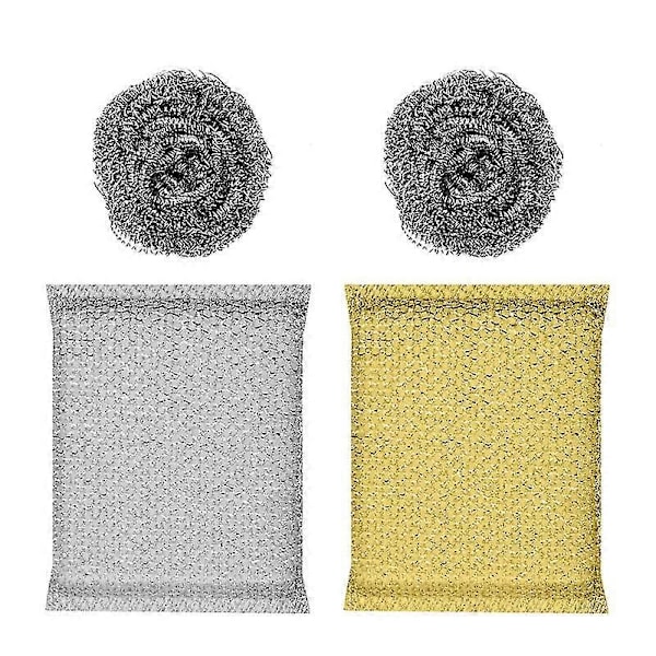 bestomz 2 svampe og 2 ståluld gryde børste opvaskesvamp skrubbesæt (tilfældig farve)