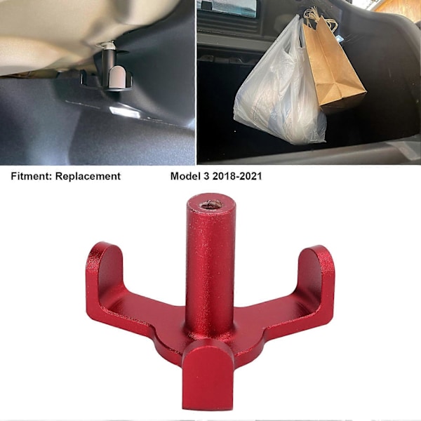 Baklucka Inre Handtagskrok Aluminiumlegering Ersättning för Tesla Model 3 2018-2021 Röd