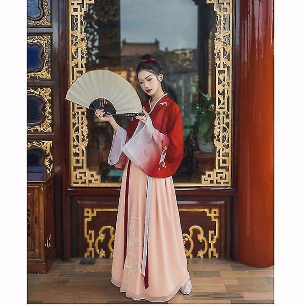 Hanfu Han elementti muinainen kiinalainen tyyli Ming-dynastia parannus  Perinteinen vaatteet Nainen Aasialainen mekko Tyttö Gules takki hame 1e5c |  Fyndiq