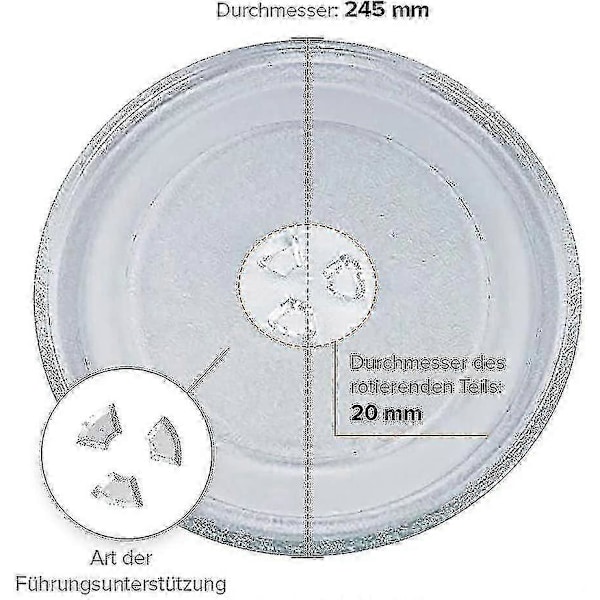 Yleismallinen mikroaaltouunin lasinen pyörivä alusta 3 kiinnikkeellä, 245 mm - Z