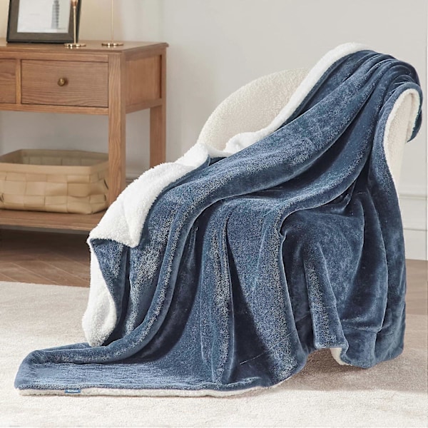 Sherpa Fleece Plaider til Sofa - Tykt og Varmt Tæppe til Vinter, Blødt og Fuzzy Plaider til Sofa, Grå, 127x152 cm