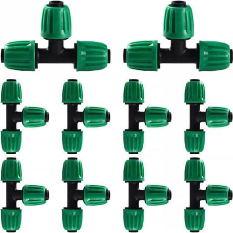 VooGenzek 10 Stykker 16mm Drypvandingsfittings, Modhage T-slangeforbindelse, Vandingsslangeforbindelse.