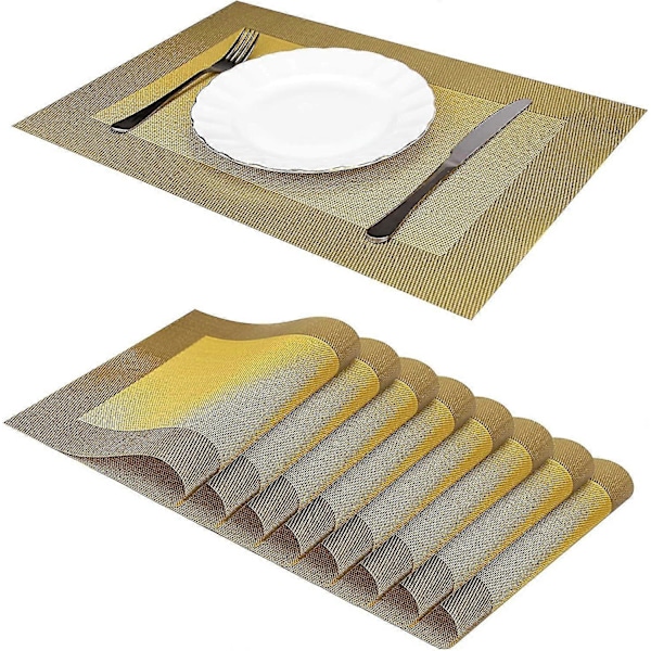8 kpl:n liukuesteelliset, pestävät ja lämmönkestävät PVC-pöytätabletit ruokapöydälle, 30*45 cm