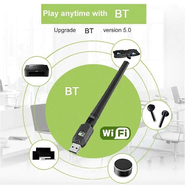 Netværkskort USB Driver Free 600M Trådløst Netværkskort BT5.0 Bluetooth Adapter