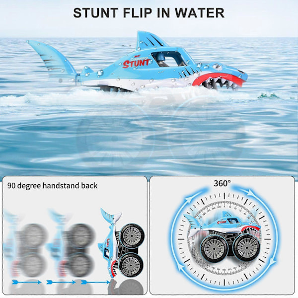 RC Stunt-auto Amfibinen RC-auto Lapsille 2 in 1 RC-vene 2.4GHz 360° Pyörivä Kaikki Maastot Joulu Syntymäpäivälahjat LED-valoilla