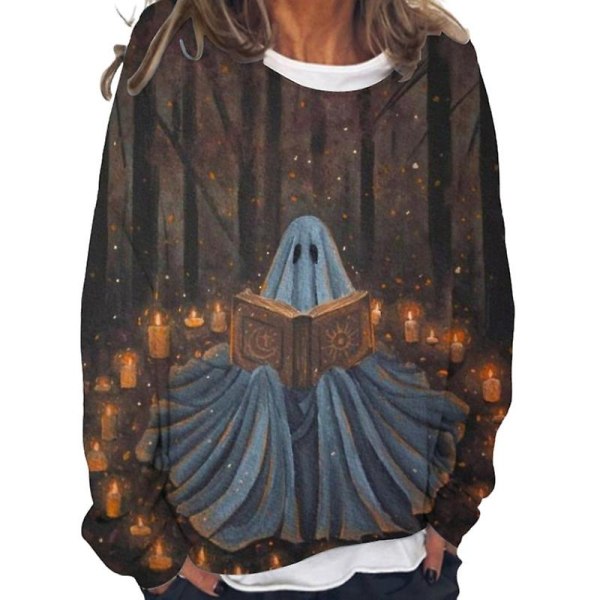 Ghost Sweatshirt Kvinnor Halloween Pumpkin Shirts Rolig nyhet Grafiska T-shirts Långärmade höstskjortor style 7 XXXL