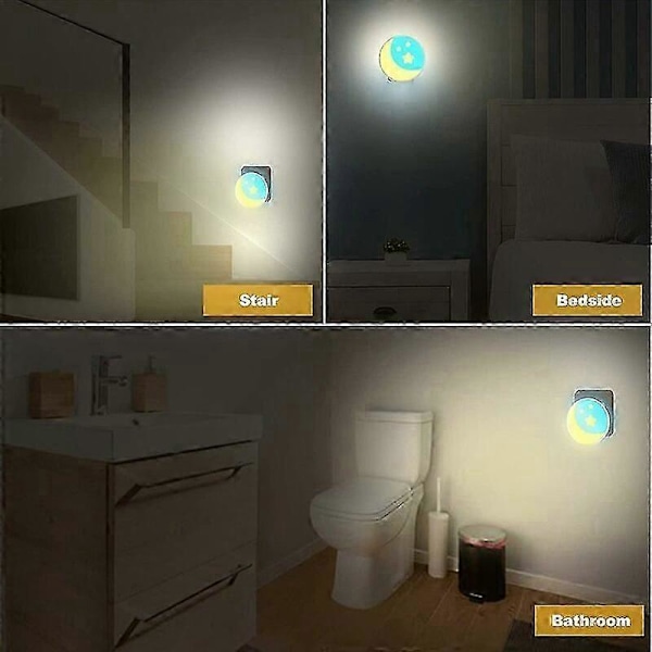 Natlampe Stikkontakt Børn Med Skumringssensor, LED Natlampe, Automatisk Lysstyrkesensor, Stikkontakt Lys EU Stik - God