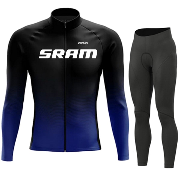 SRAM Pro Autumn Cycling Jersey Set Polkupyörän Urheilupuku MTB-univormu Ropa Ciclismo Maantiepyörävaatteet Bicicleta Pitkät ruokalaput housut Silver 3XL