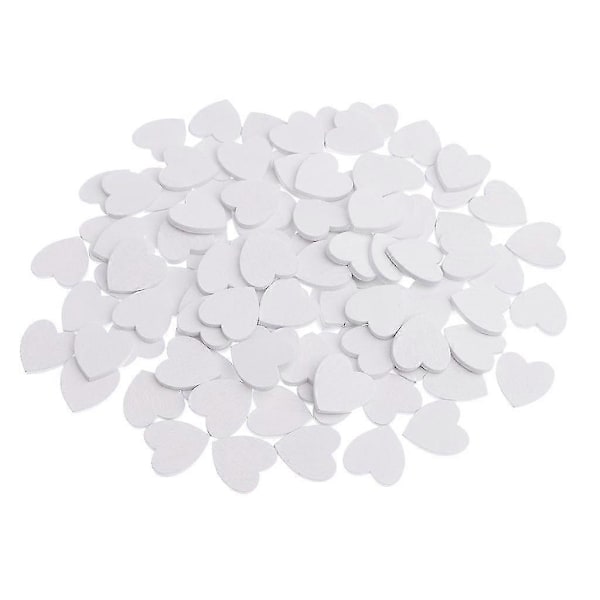 100 Stykker Hvide 21x20mm Mini Træhjerter Former Stykker Dekorationspynt Kunsthåndværk Kortfremstilling Scrapbooking Bryllupsgaver