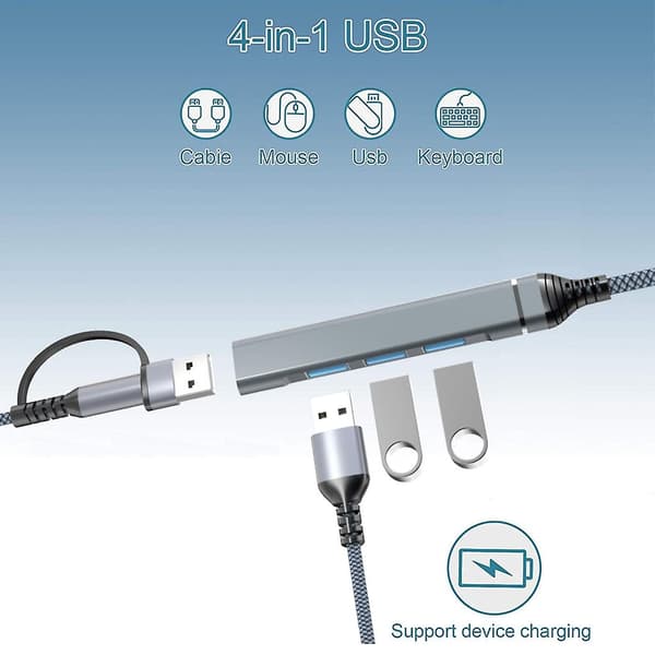 4 Porte USB3.0 Hub Udvidelsesdockingstation Multiple USB-portudvider Hurtig dataoverførsel