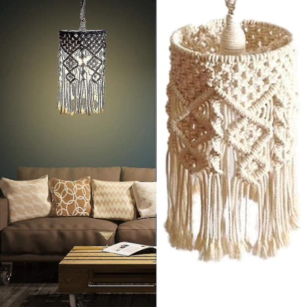 Håndstrikket lampeskærm, pendel lampeskærm, boho Macrame lampeskærm