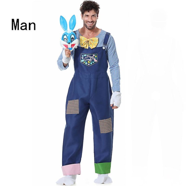 Karneval Halloween Påskhare Maskot Kostym Unisex Förälder Barn Spöklikt Rollspel Cosplay Fancy festklänning Man S