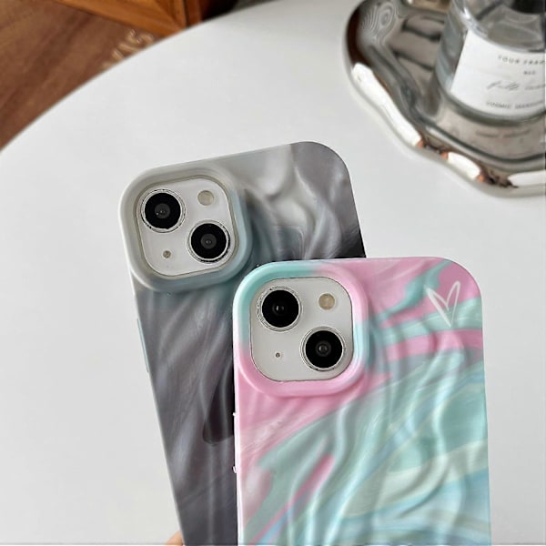 Plissert Vannbølge Krom Bølgemønster Myk Kompatibel med iPhone-deksel (Vannblå, iPhone 14 Pro)
