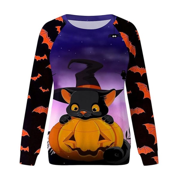 Halloween Sweatshirts Dam Höst Pumpa Långärmade Skjortor Blus Pumpa Grafiskt printed Crewneck Pullover Top style 4 XL