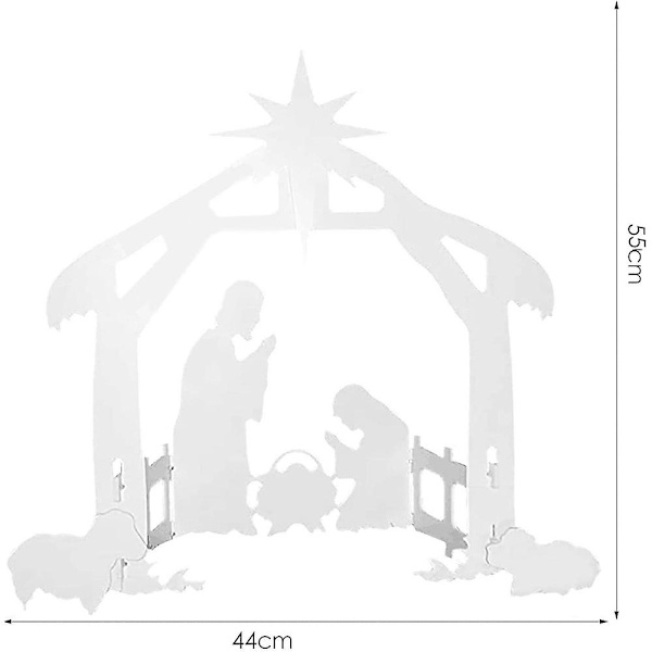 Åh heliga natt Träskylt Jul familj julkrubba skylt Rustik bondgård julfesttillbehör Dekoration för utomhusträdgård trädgård gräsmatta White