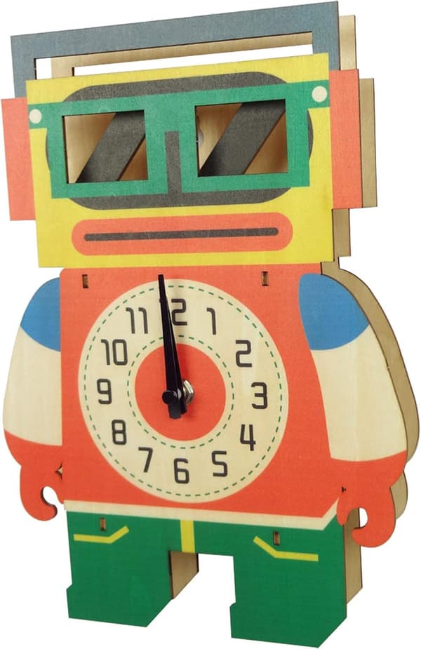 Tyst väggklocka med pendel för barn, barnrum, vardagsrum, kök, väggdekoration - Robot