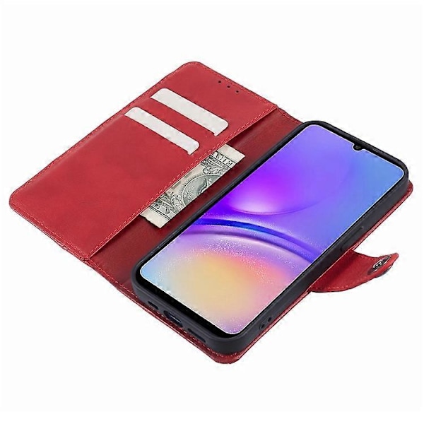Kompatibelt Skal för Samsung Galaxy A55 5G, skarvad PU-läder magnetisk stängning plånboksfodral Red