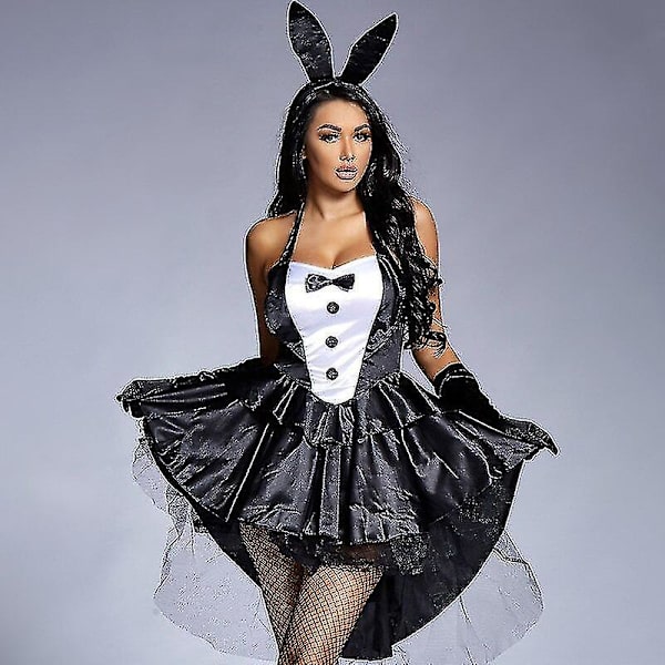 Damer 3 delar sexig kanin flicka kostym smoking svansar Halloween klubb fest tjusiga klänning Plus storlek-bb XL