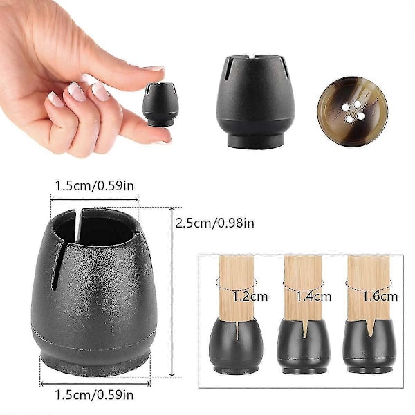 Tuolin Jalkasuojat, 32 Kpl Liukumattomat Pöydän Ja Tuolin Jalat Anti-naarmutus Jalkasuojat Kumituolin Kypärät (12-16mm)