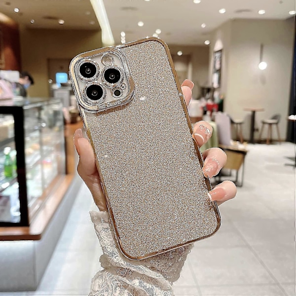 Kompatibel med iPhone 13 Pro Max Glitter Plating Deksel, Luksuriøst Bling Glitrende Skinnende Klart Deksel for iPhone 13 Pro Max 6.7\" Kamerabeskyttelse Myk TPU Sh