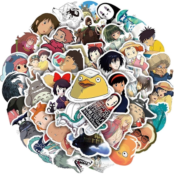 50 kpl japanilaisia sarjakuvatarroja, Kawaii Studio Anime -tarroja, vedenpitäviä vinyylisiä söpöjä tarroja kannettavalle tietokoneelle, kitaralle, vesipullolle, matkatavaroille, pyörälle