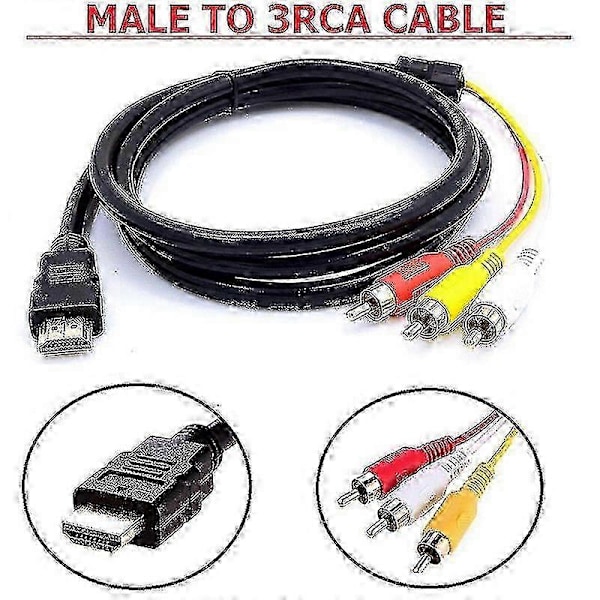 HDMI til RCA Video Audio Kabel - 1,5 m, Understøtter HD-afspiller til TV-tilslutning JR2025032600349 Edition d
