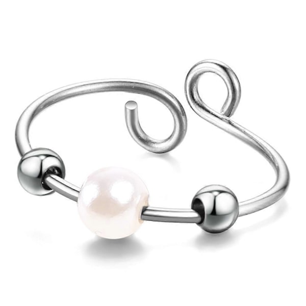 Unisex Angstring Titanium Stål Perlering Stressreduserende Ring for Angst