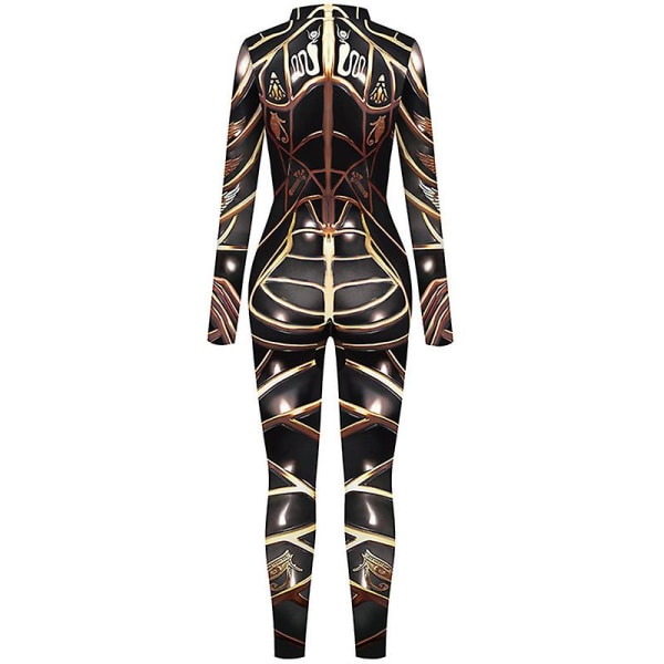 Naisten Halloween Jumpsuit Bodysuit Cosplay 3D Skull Skeleton Faraon puku BLACK S