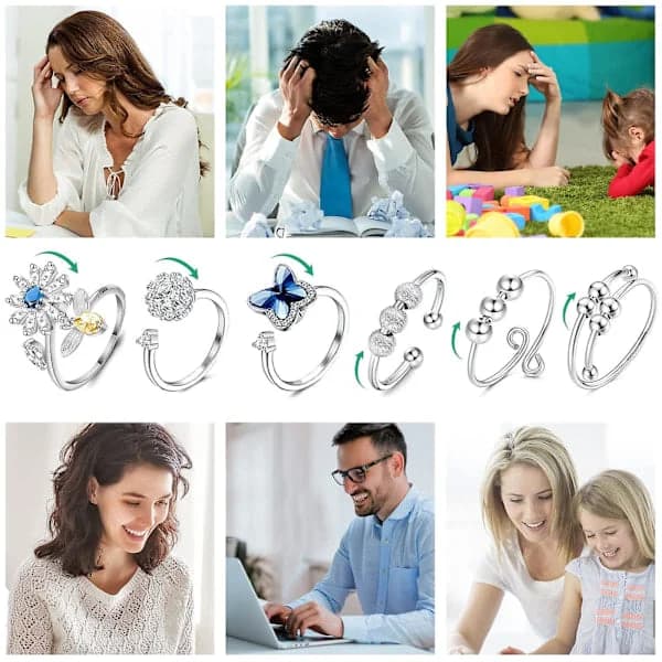 Angstdempende Justerbart Ringsett Justerbar Ring Dame Perlering