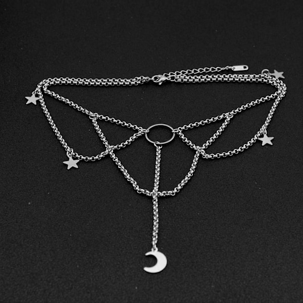 Udklædningshalskæde Kunstnerisk Legering Halvmåne Stjerner Gotisk Choker Halskæde til Stævnemøder