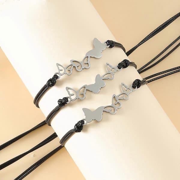 for Creative Rustfrit Stål Sommerfuglformede Flettede Armbånd 2 stk./3 stk. Sæt