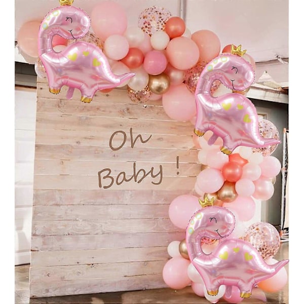 Stor Pink Dinosaur Ballon, 96 cm Pige Dinosaur Balloner til Fødselsdagsfest, Dinosaur Balloner til Baby Shower Køn Afsløring Dinosaur Fest Dekoration
