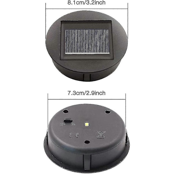 4 kpl Vaihto aurinkovalot LED-lampuilla, aurinkokennovalojen yläosat, LED-aurinkopaneelilyhdyn kansi ulkokäyttöön riippuvaan puutarhalyhtyyn