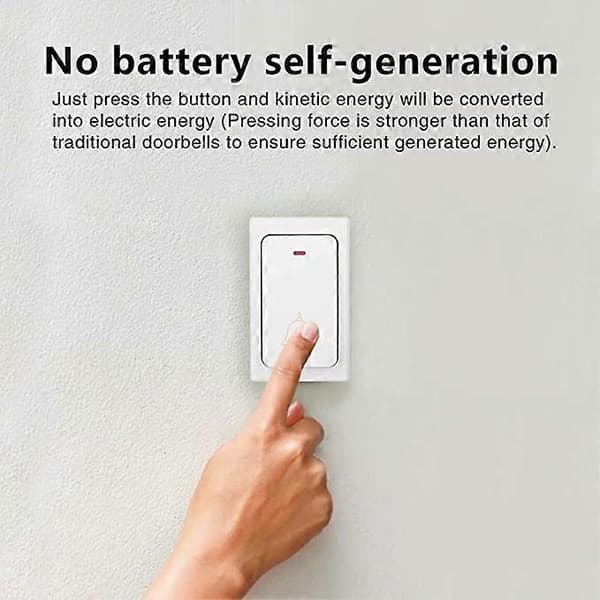 Smart Trådløs Selvforsynt Vanntett Ringeklokke Eldre Anroper, Ingen Batterier Kreves