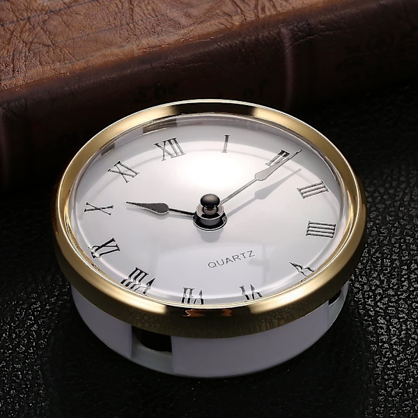 3-1/8 tommer (80 mm) Quartz ur isætning/indsats med romertal, Quartz urværk (guld kant)