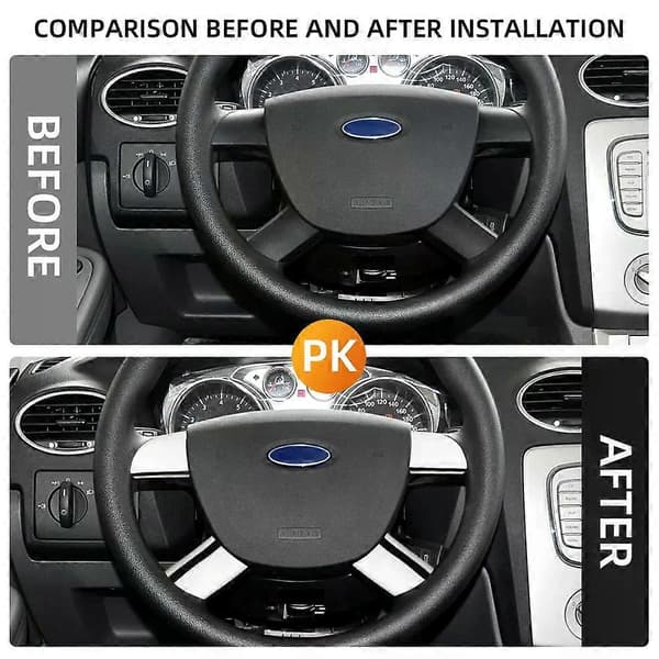 Rustfrit stål bilrat dekorationsdæksel trim mærkat til Ford Focus 2 MK2 2005 - 2011 tilbehør 4 stk