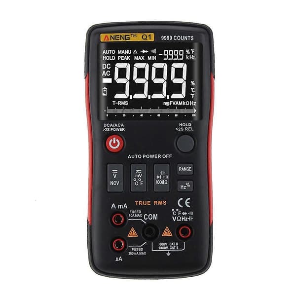 Q1 True-RMS Digitalt Multimeter Auto Knap 9999 Tællinger Analog Bargraf Tester