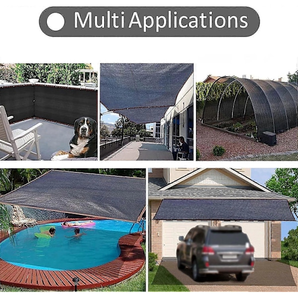 Skuggväv - Trädgårdsskuggnät med öljetter Utomhusskydd för Pergola, Uteplats, Växter, Växthus, Hönshus, Svart, 90% Skuggningsgrad (1x2m)