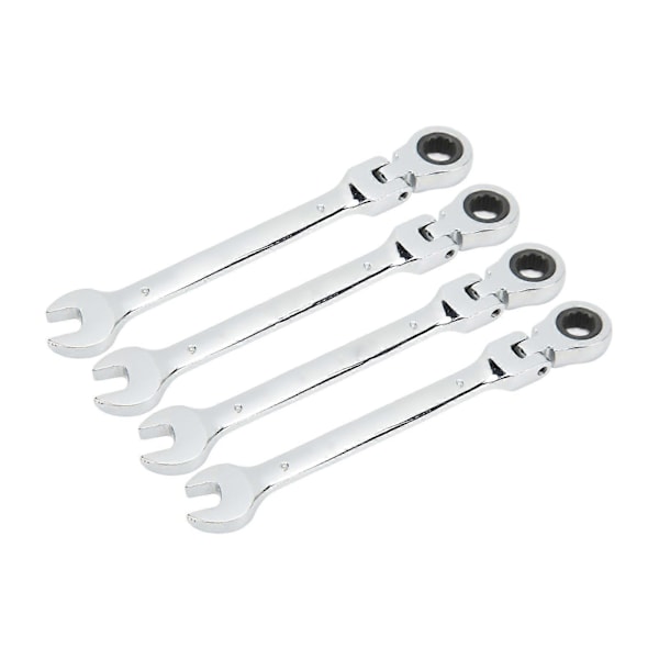4 kpl Metrinen Kääntyväpäinen Räikkäavain Kaksipäinen Yhdistelmäavain Työtä Säästävä Joustava Ura-Räikkä Metrinen Työkalu 9mm / 0.4in