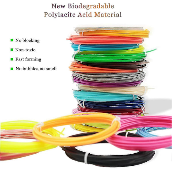 3D Print Pen PLA Filament 1,75 mm, 30 Farver, hver farve 10 fod